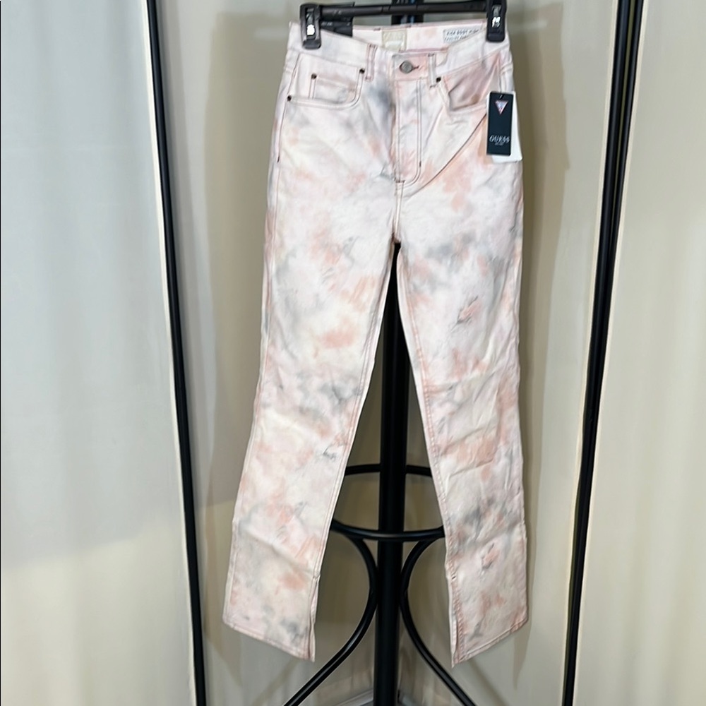 Guess Pink Straight Leg Jeans with Unique Dye